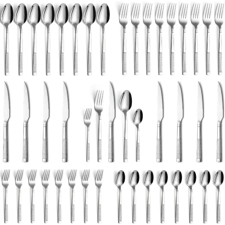 

40Piece Stainless Steel Silverware SetFlatware Set Service for 8 Includes Forks Spoons Knives Kitchen Cutlery Utensil Set for H