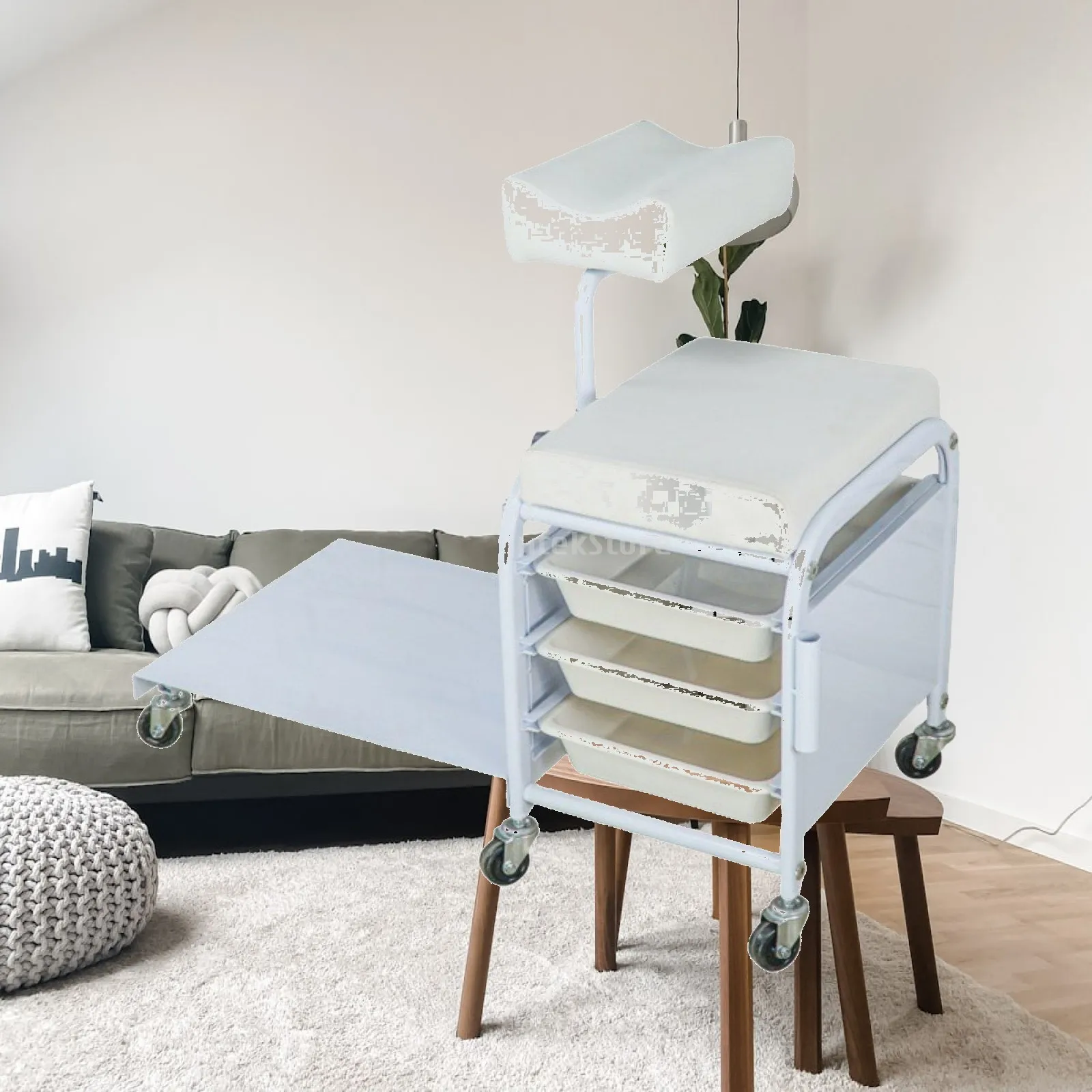 Compact Beauty Salon Cart Rolling Trolley for Nail Art Eyelash Extension Supply Storage