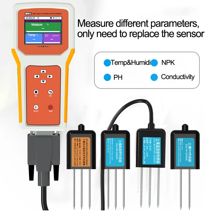 Tragbare kabellose 5-in-1-Bodentestgeräte mit integriertem Sensor für landwirtschaftliche Bodentests