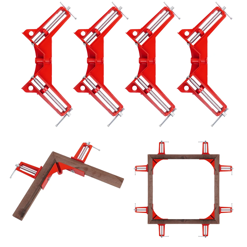 1/2/4Pcs Red Style Multifunction 90 Degrees Corner Clamp Right Angle Clamp Glass Holder For DIY Woodworking Hand Tools