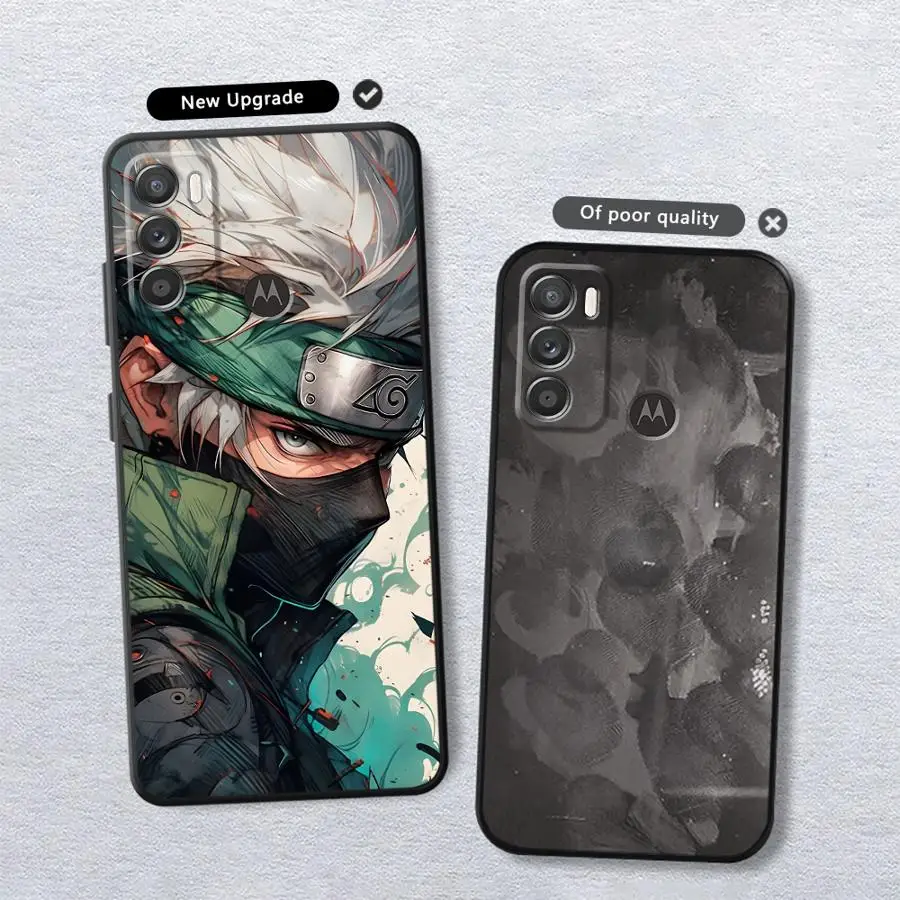 Cool Retro Kakashi Case for Motorola Mot G32 G60 G51 G73 G53 G30 G71 Edge 20 Pro 30 Lite G22 Edge40 G52 G60s G50 Black Soft