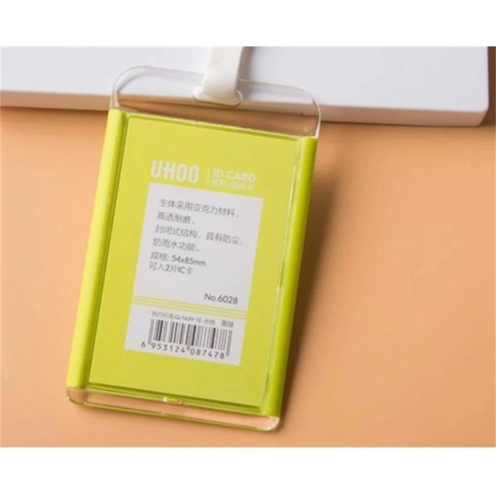 New Uhoo 6028 Acrylic Work Id Card Holder Exhibition Business Name Badge Card Holder With Quality Neck Lanyard Badge Cover Case