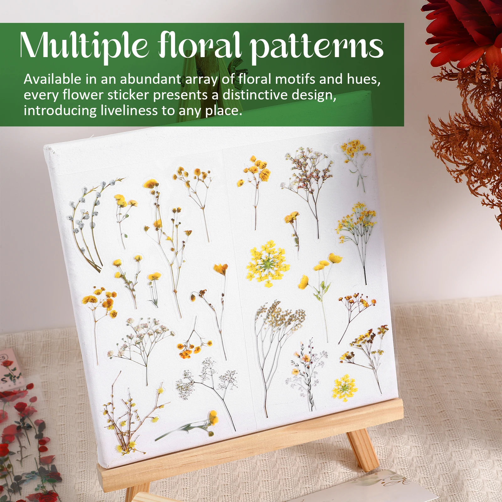 

1 Set Floral Stickers Scrapbook Transparent Plants Craft Decals Decorative Wall Notebook Aesthetic Flower Stickers For Crafts
