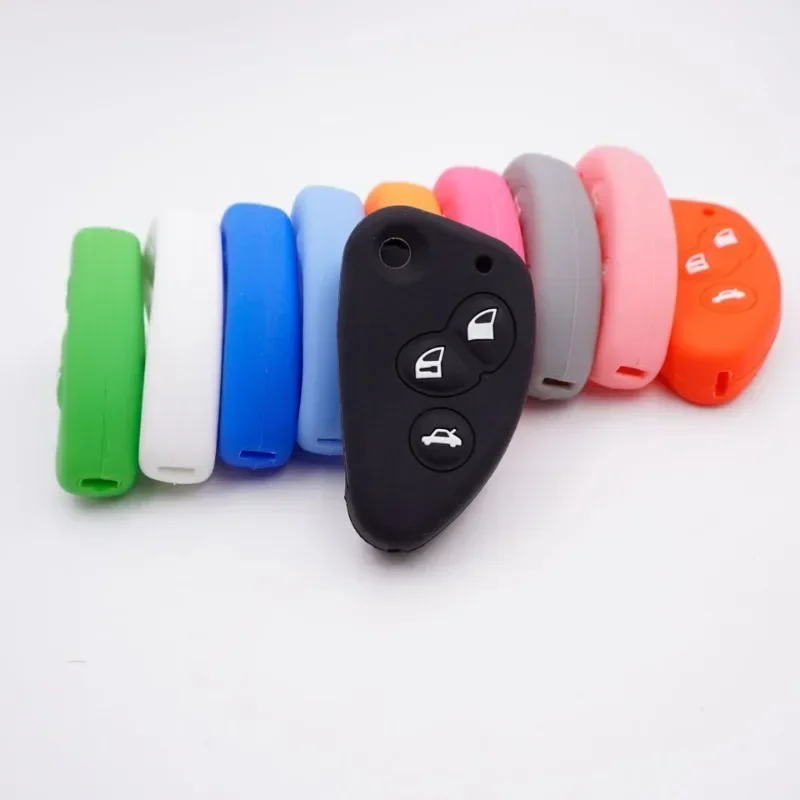 For Alfa Romeo 3 Buttons Silicone Car Key Cover Case Protect Skin Shell Holder Gt 147 156 166 JTD TS Folding Remote Keychain