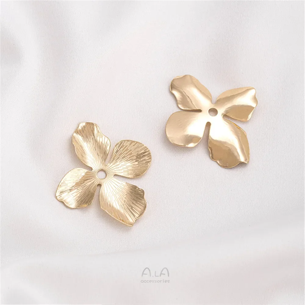 14K Real Gold Plated Handmade Stamen Petal Flower Piece Bead Cap DIY Handmade Jewelry Earring Material Flower Holder Accessories