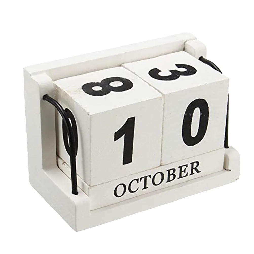

Perpetual Wooden Desk Calendar Vintage Rustic Design Reusable Year After Year Date Display for Home Decor Office Cafe Restaurant