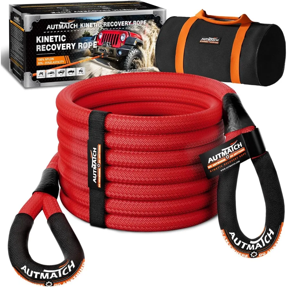 

Kinetic Recovery Tow Rope 7/8" x 20FT - Heavy Duty Offroad Snatch Strap 35000Lbs, 35% Elasticity Energy Recovery Rope for 4x4 O