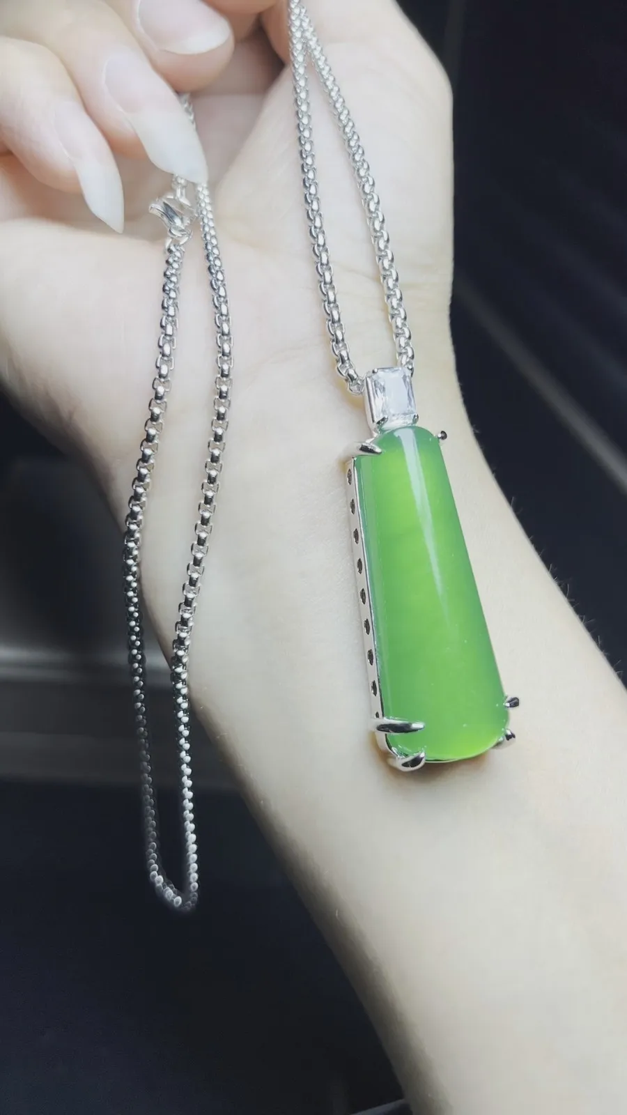 Real Natural High Ice Green Burme Jade Jadeite amulet Pendant & Necklace