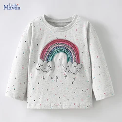 Little Maven Children's Clothing 2024 Autumn Spring Tops Kids Clothes Baby Boys Cartoon Rainbow Long Sleeves T-shirts Cotton