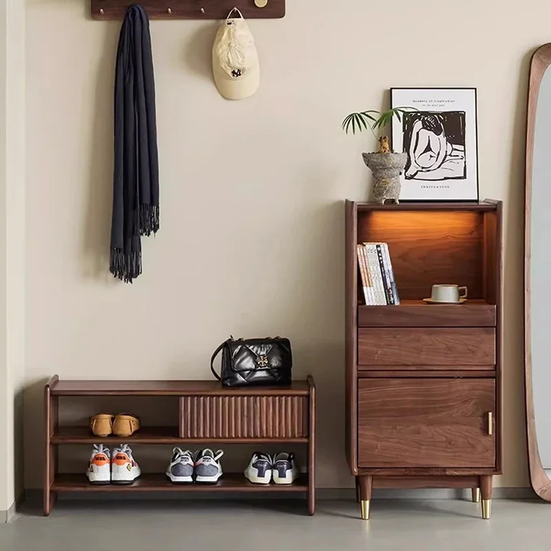 Tall Sophisticated Narrow Sleek Shoe Cabinet Spacious Industrial Smooth Black Strong Shoe Cabinet Scarpiera Modern Furniture