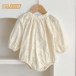 Newborn Kids Baby Girls Long Sleeve Sweet Embroidery Princess Rompers Autumn New Infant Baby Girls Rompers Clothes