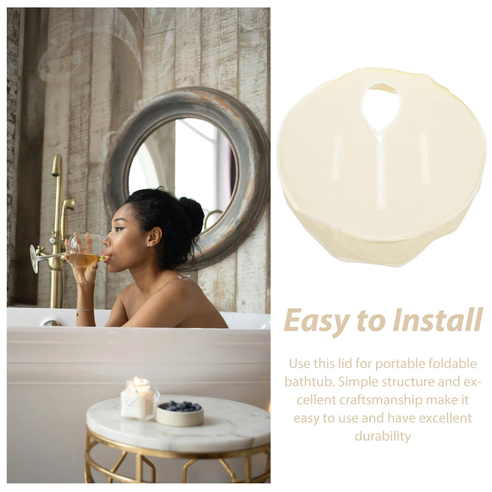 

Folding Portable Spa Tub Lid Insulated For Soaking Bath Spa Bathtub Cover Foldable Bathtub Lid Only Barrel Replacement