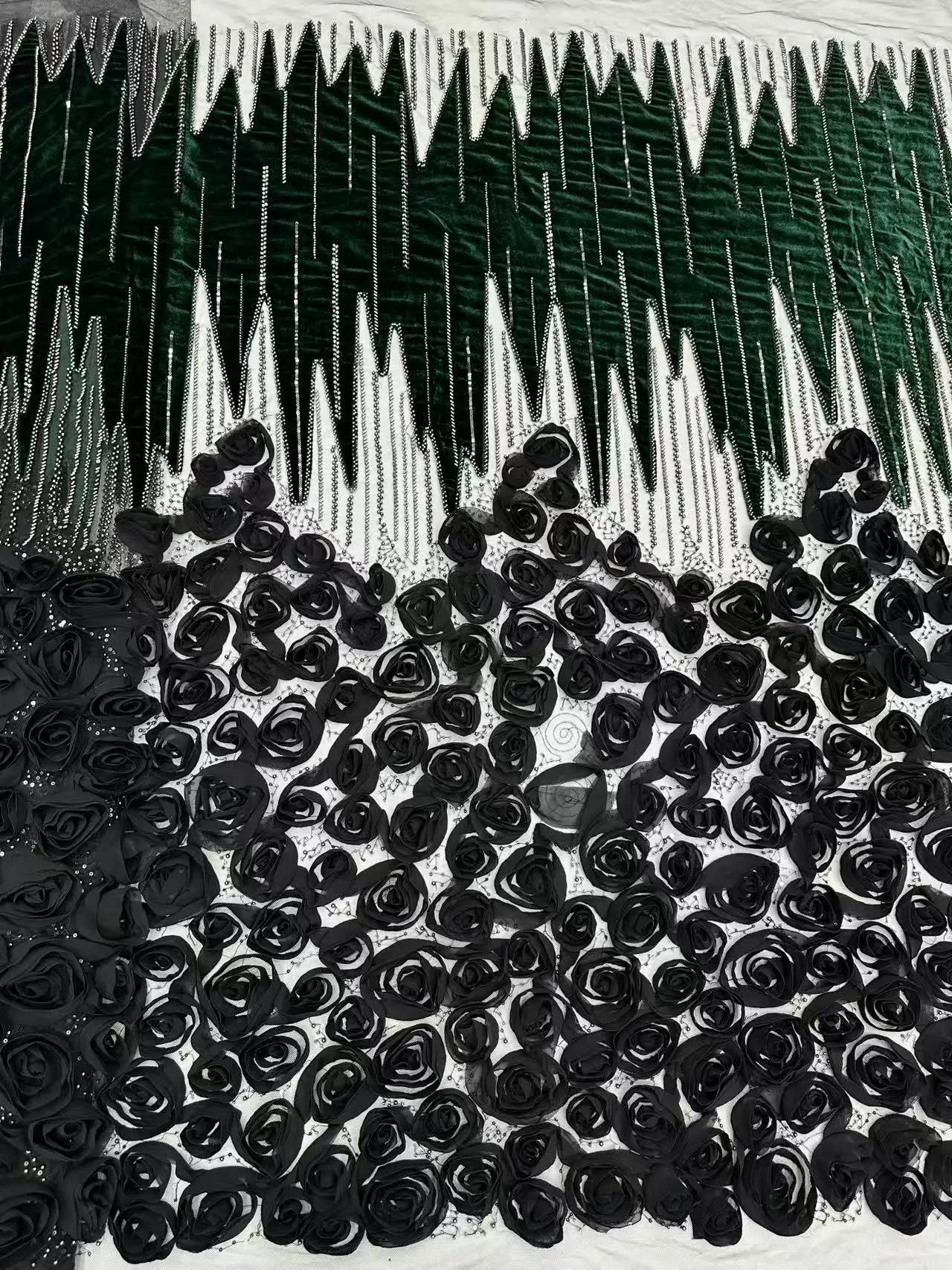 Tela de encaje con cuentas de flores 3D africanas de 5 yardas, tela de tul bordado nigeriano francés de alta calidad para costura de vestidos de novia SZ1612