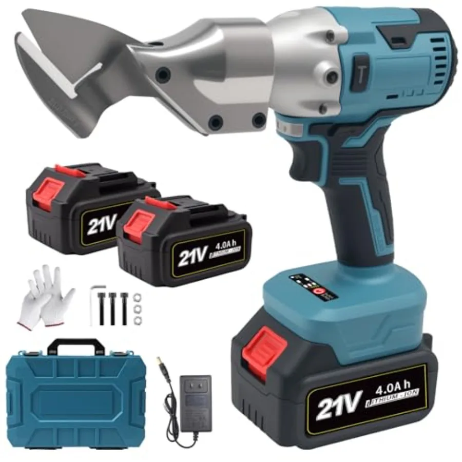 

Cordless Metal Shears with 2×4.0Ah Battery Brushless 14GA Steel Cutter 360° Rotating Head and 221 Ft-Lbs Torque for Stainless S