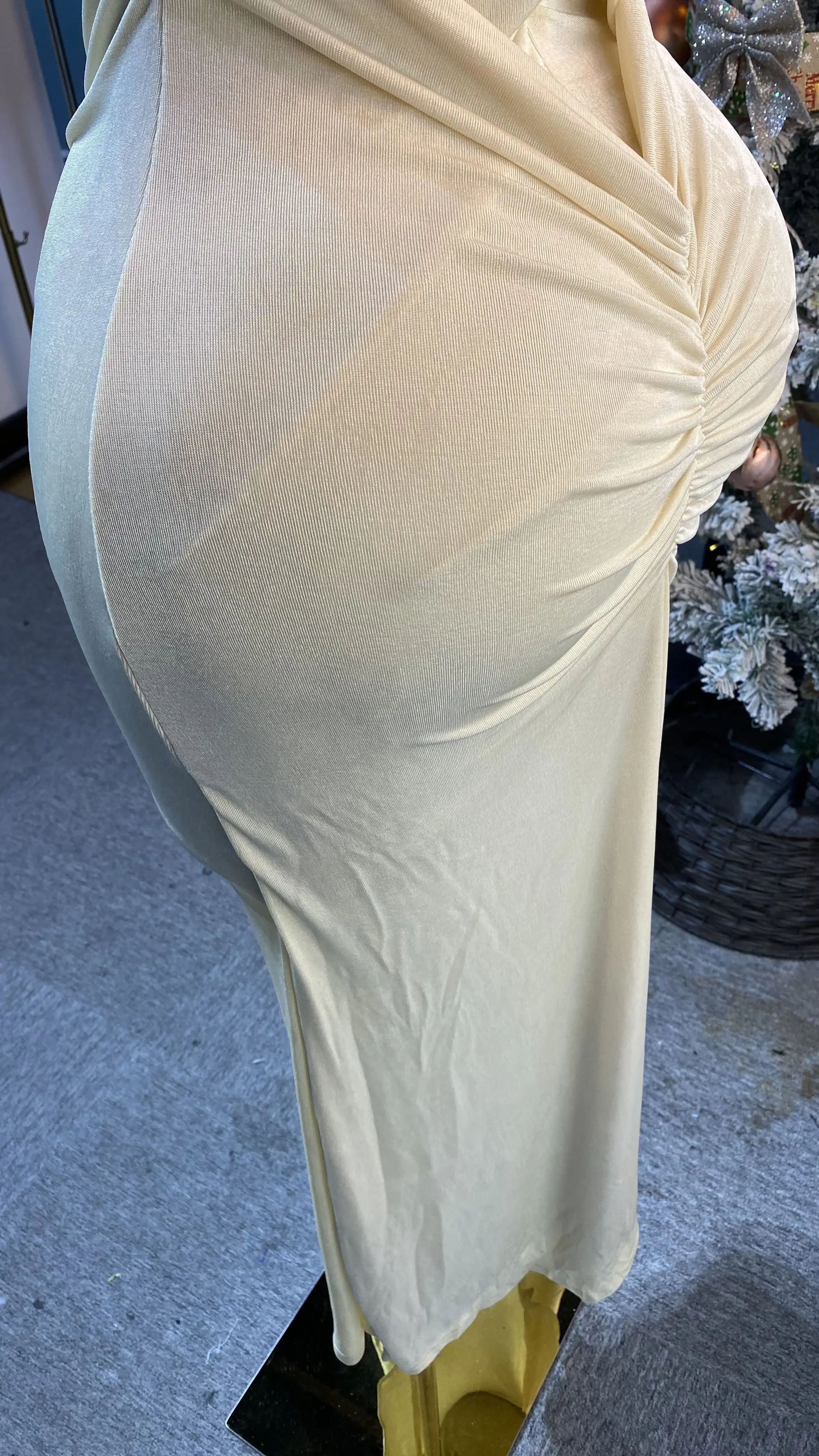 Elegant mermaid pleated Maxi evening gown, summer three-dimensional women's wear, washable woven dress-GZXX302