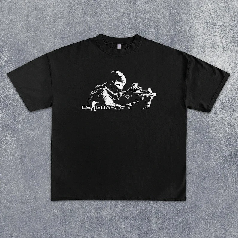 CSGO Pattern Shooting Game T-Shirt Pure Cotton All-Season Loose Fit Fashionable T-Shirt Unisex Streetwear Shirt graphic t shirts