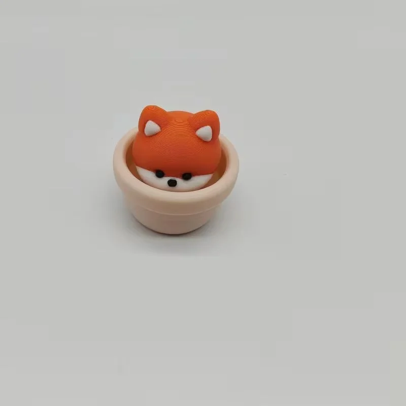 1 Niedliche Fuchs-Pflanzendekoration, die gedrückt werden kann, geeignet für Zuhause, Büro, Schreibtisch - Fuchsfigur aus Kunststoff – Detail 8