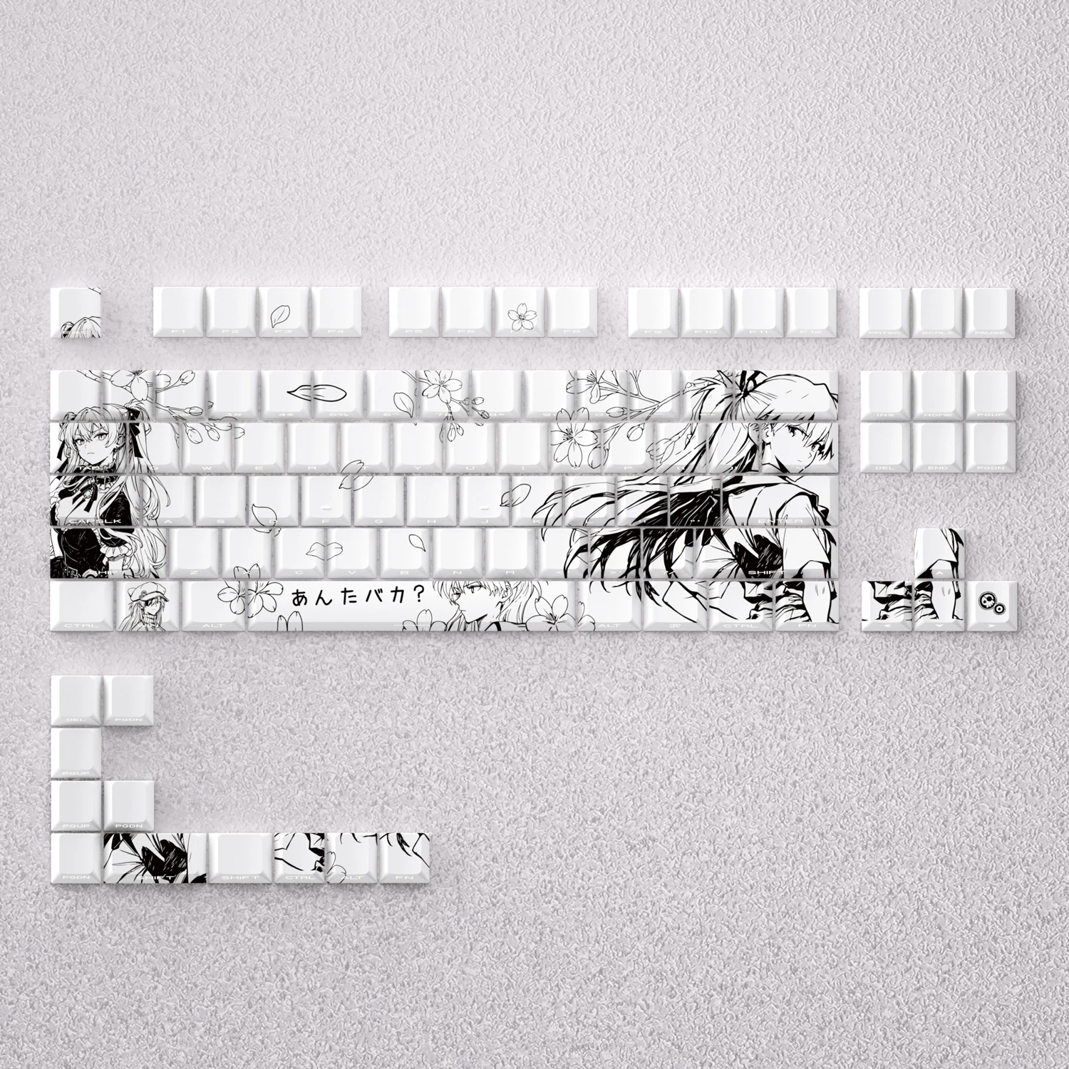 Asuka Keycaps 73/98 مفاتيح أنيمي الأبيض PBT صبغ التسامي الكرز للوحة المفاتيح الميكانيكية الخلفية الجانب طباعة AULA F75 لعبة الكمبيوتر #4