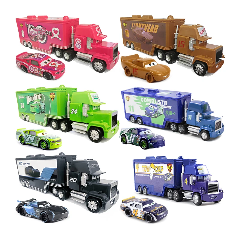 1:55 Die Cast Model Disney Pixar Cars 3 Container Trucks Mack McQueen Racing Jackson Storm RamirezAnime Toy Car Birthday Gifts