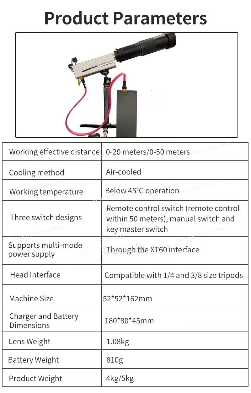 ​ ​ 260W 휴대용 레이저 장애물 제거 시스템, 텔레스코픽/회전 렌즈, 원격 점화 및 맞춤형 20-50M 범위 ​ ​
