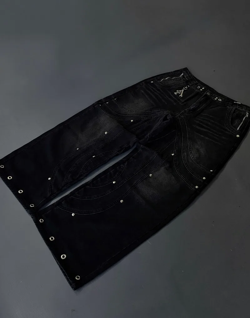 Vintage Popular New Fashion Black Old Baggy Jeans Women Y2K Rock Hip Hop Dark Casual Joker High Waist Straight Wide-leg Trousers - Image 4