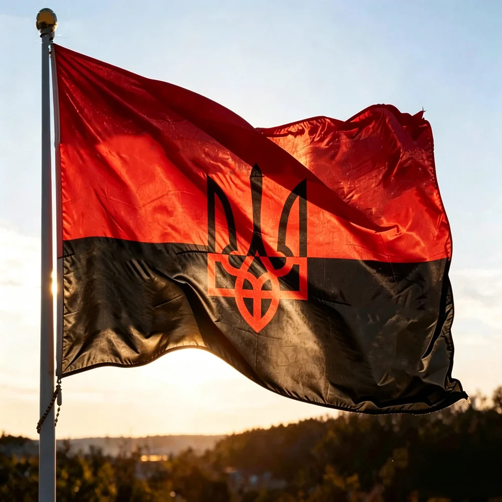 Red Black Ukrainian Trident Flag 2x3ft 3x5ft Polyester Banner Ukraine Tryzub Flag Indoor Outdoor Hanging Decoration
