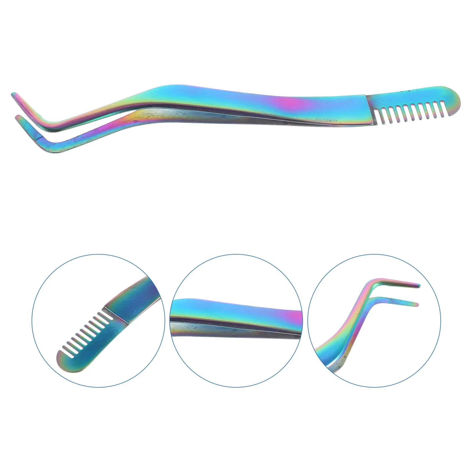 Stainless Steel Lash Tweezers 2 in 1 Eyelash Comb Eyelash Extension Tweezer Applicator Tool for False Eyelashes Makeup Use