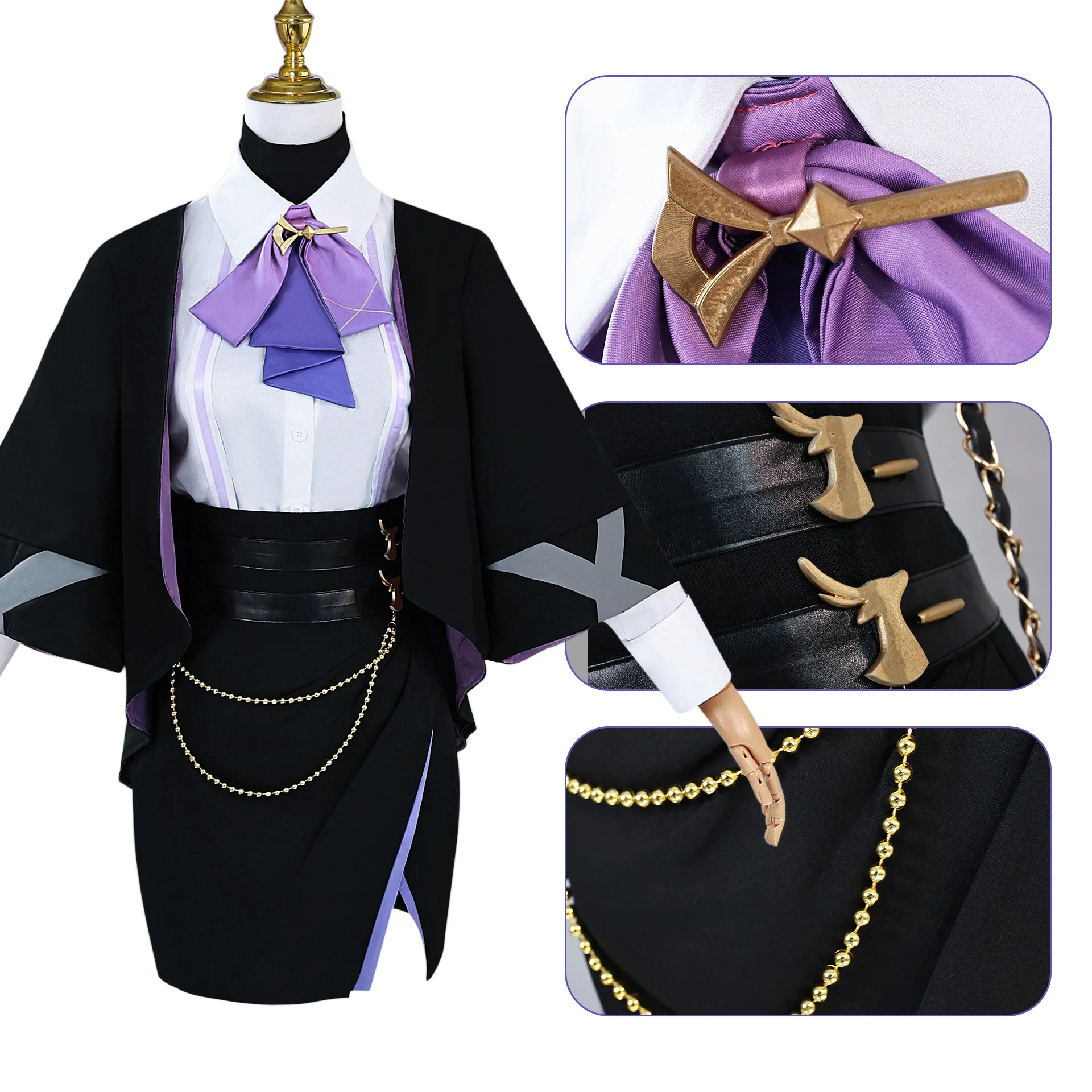 Clorinde Cosplay Anime Costume Wig Suit Party Clothing Game Carnival Uniforms Outfit