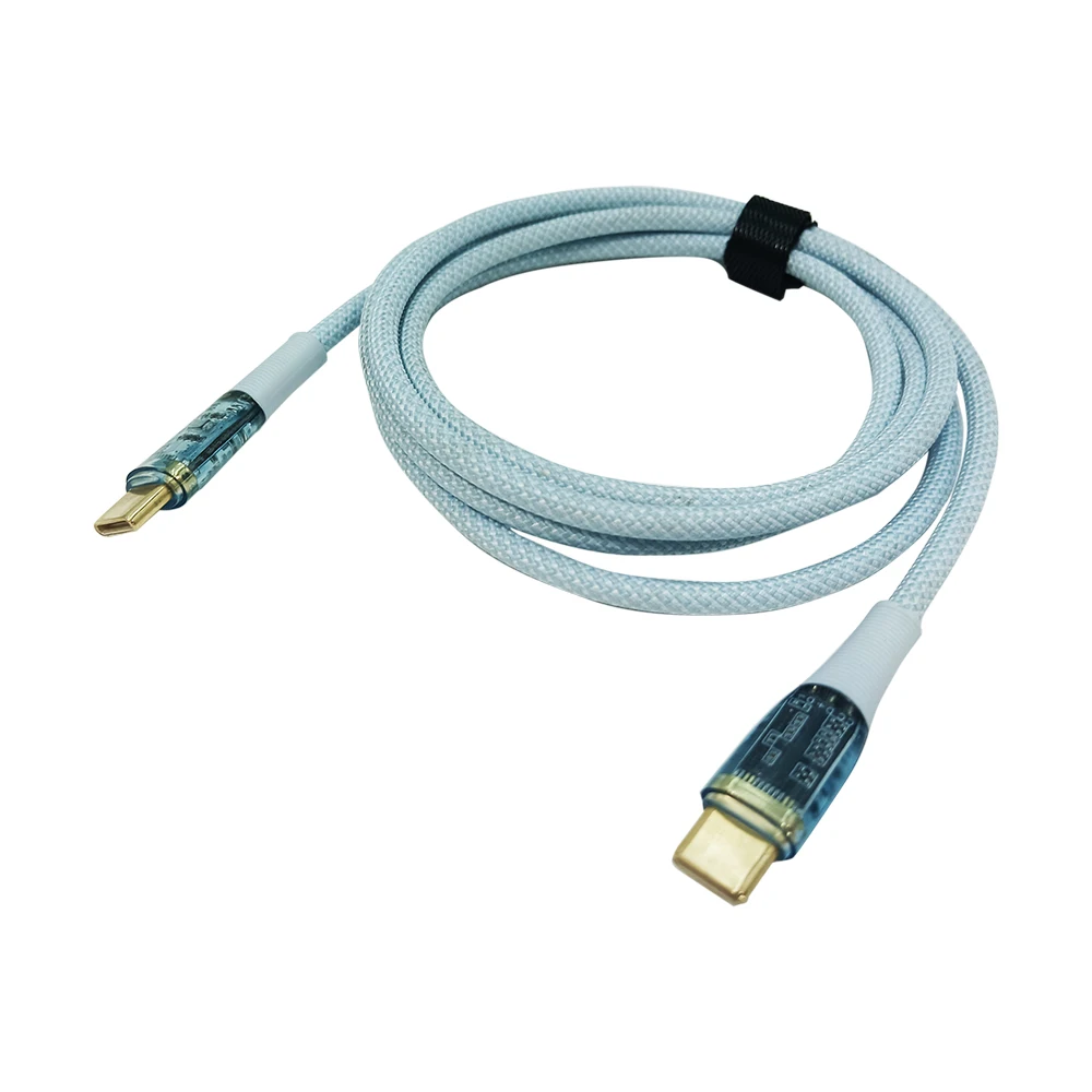 10 Buah Kabel Pengisi Daya Tipe C Cepat PD100W USB 3.1 5A Pengisian Flash 60W Konektor Transparan Kabel Pengisi Daya Data Jalinan Nilon Fo