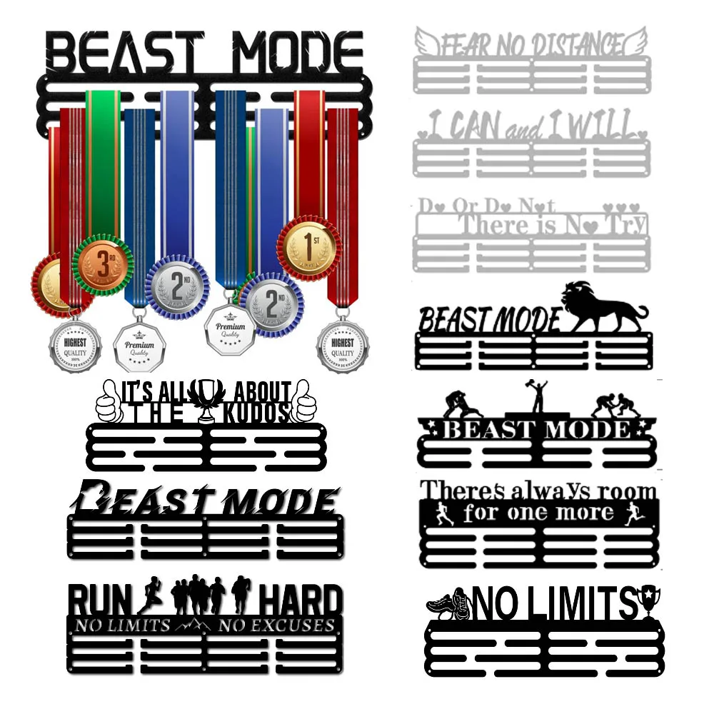 

Beast Mode Medal Holder Display Hanger Rack Frame with Screw for Sport Race for Running Gymnastics Soccer Basketball Competition