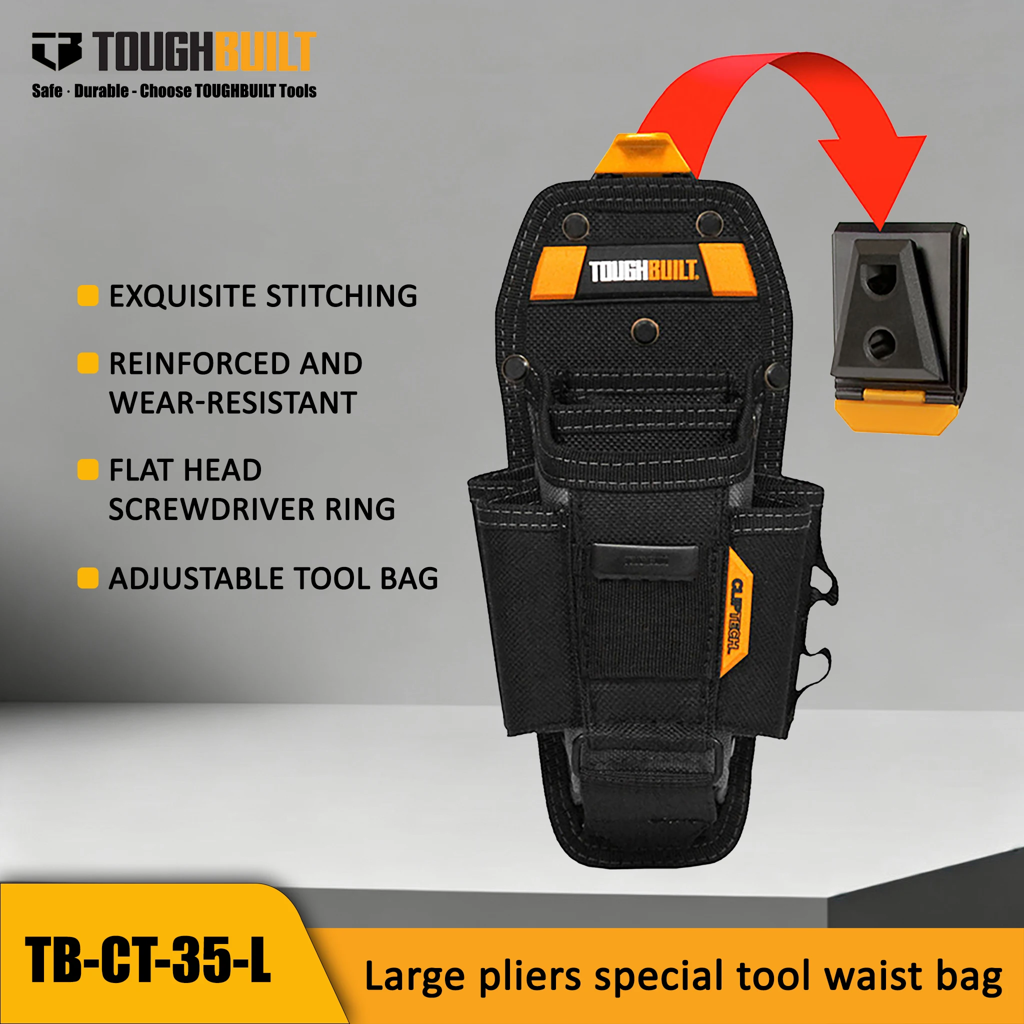 toughbuiltプライヤーツールバッグ、特殊工具ウエストバッグ耐摩耗性収納バッグアクセサリー、手工具収納バッグtb-ct-35-l-m