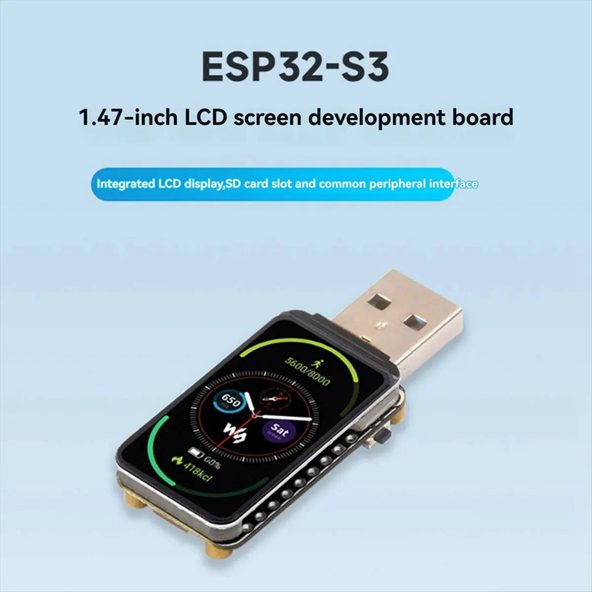 DT75BG  - 1.47inch Display Development Board 172x320, Dual-Core Processor Supports WiFi & Bluetooth, with RGB LED
