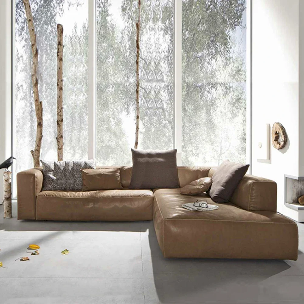 Leather Sofa First Layer Cowhide Living Room Home