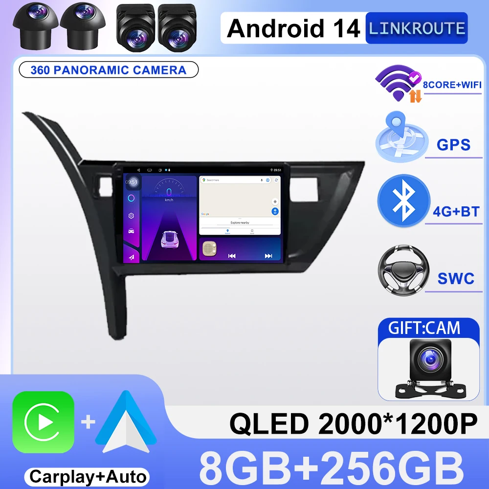 

Android 14 For Toyota Corolla 11 Auris E180 2017 2018 2019 Car Radio Multimedia GPS Navi Stereo BT Auto Carplay 2din head unit