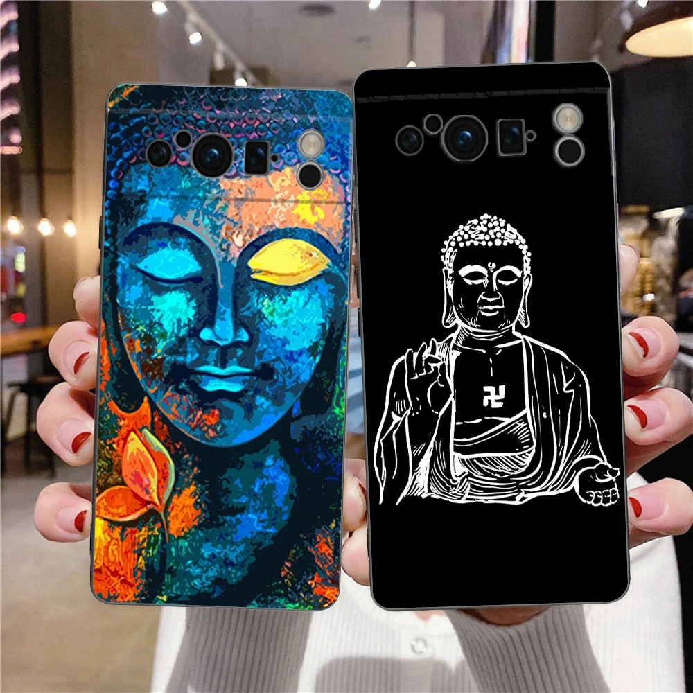 Mandala Chakra Gautama Buddha Phone Case For Google Pixel 8 A 7 6 Pro Soft Shell For Pixel 6A Silicone Shockproof Black Cover