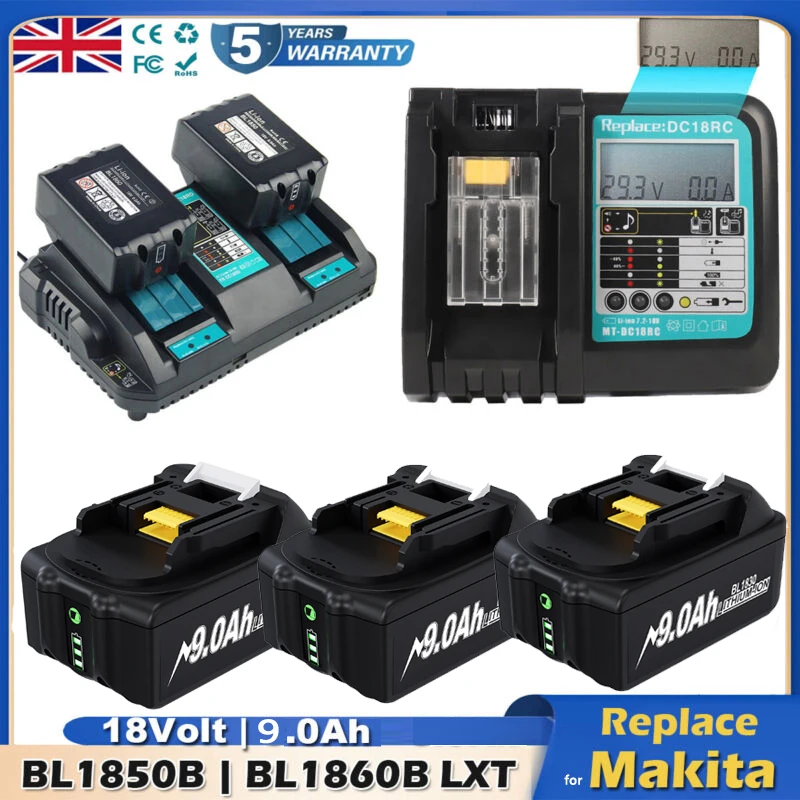 

for Makita 18V Replace Battery 18V batteries 9.0AH BL1850 DC18RD BL1860B BL1830 LXT Li-ion Charger New with makita 18v tools