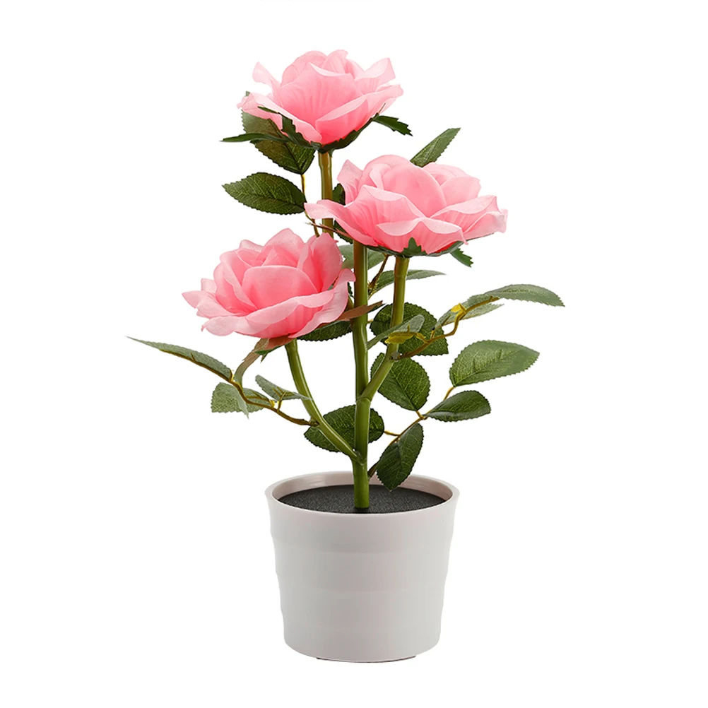 

Solar Rose Flower Lights LED Lighted Artificial Rose Pot 3 Leds Romantic Night Lamp Garden Bedroom Outdoor Solar Lights Outdoor