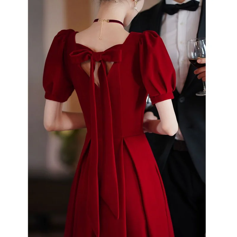 

Toast Bride Small Daily Style Back-to-Door Engagement Red Dress Mid-Length Women's Summer