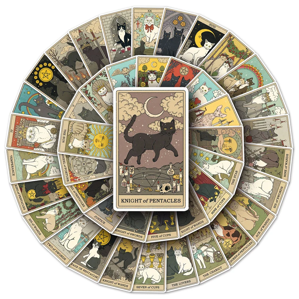 10/30/50PCS New Kitty Tarot Card Sticker Cartoon Creative iPad Computer Luggage Guitar Notebook Decoration Waterproof Wholesale