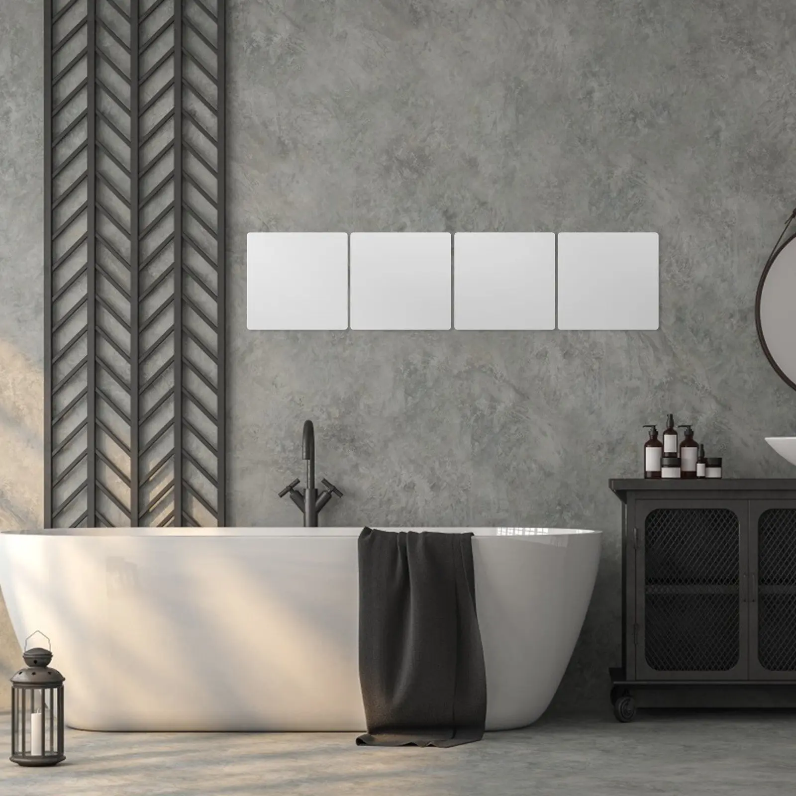 

4Pcs Self-Adhesive Glassless Wall Mirror Tiles Shatterproof Mirror Decal Stick on Mirrors for Wall Full Length