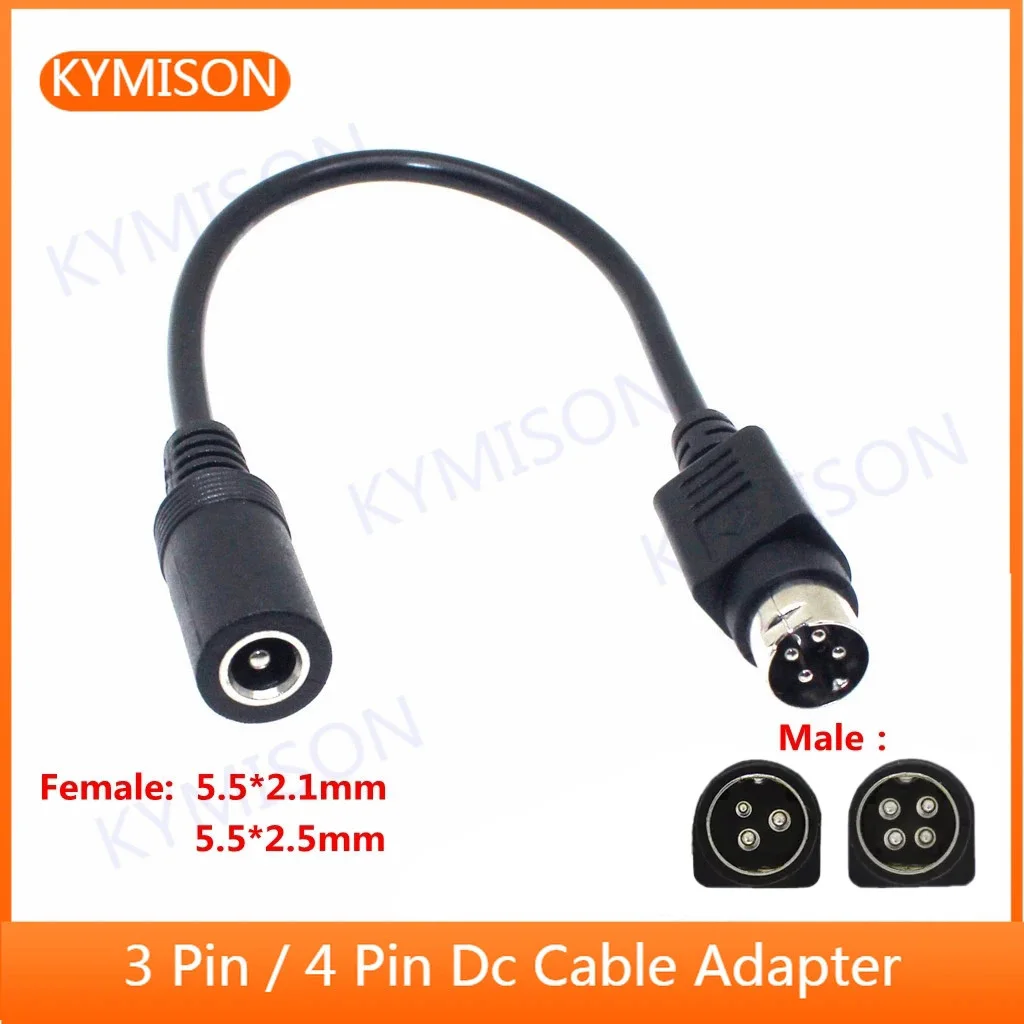 Female 5.5*2.5mm to male 3-Pin / 4-Pin Cable Lead For SATO TG-5011-19V-ES Just a 4-Pin cable For TV LCD VCR power supply