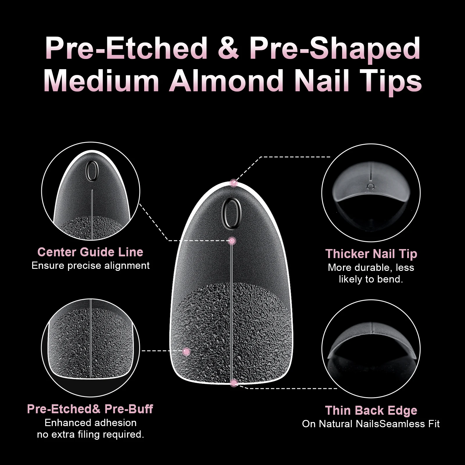 240 Stück kurze, mandelförmige Soft-Gel-X-Nagelspitzen, Full Cover Coffin Stiletto, mattierte, künstliche Nägel zum Aufkleben, DIY Salon Maniküre – Detail 8