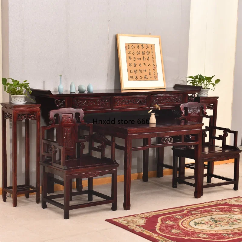 Zhongtang six-piece case eight immortals table Buddha table Chinese solid wood combination