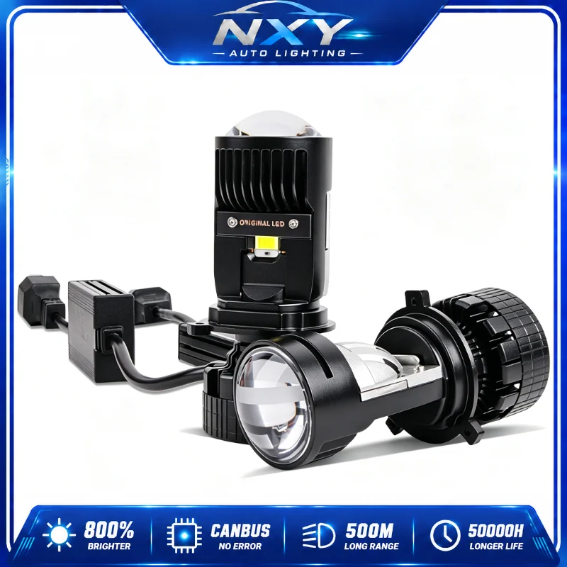 Ampoule de phare LED NXY Y3MAX 140W H4, lentille de projecteur Bi-LED, faisceau laser Hi/Lo, Plug and Play, pour voiture et camion, lumière blanche