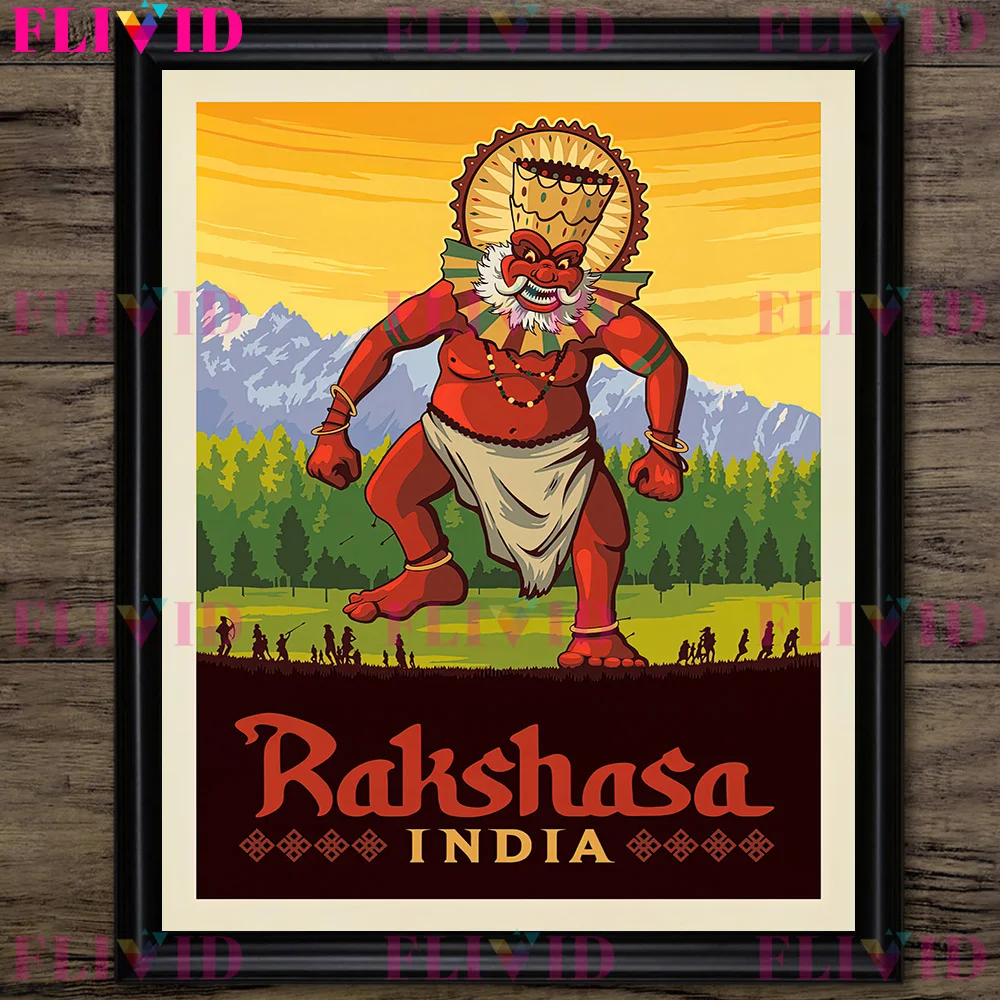 ملصق فني برؤية غريبة مطبوع ، موميا عملاقة ، عفريت بنتاكي ، راكشا ، مخلوقات أسطورية ، فن حائط حيوان خيالي ، طباعة قماش #4