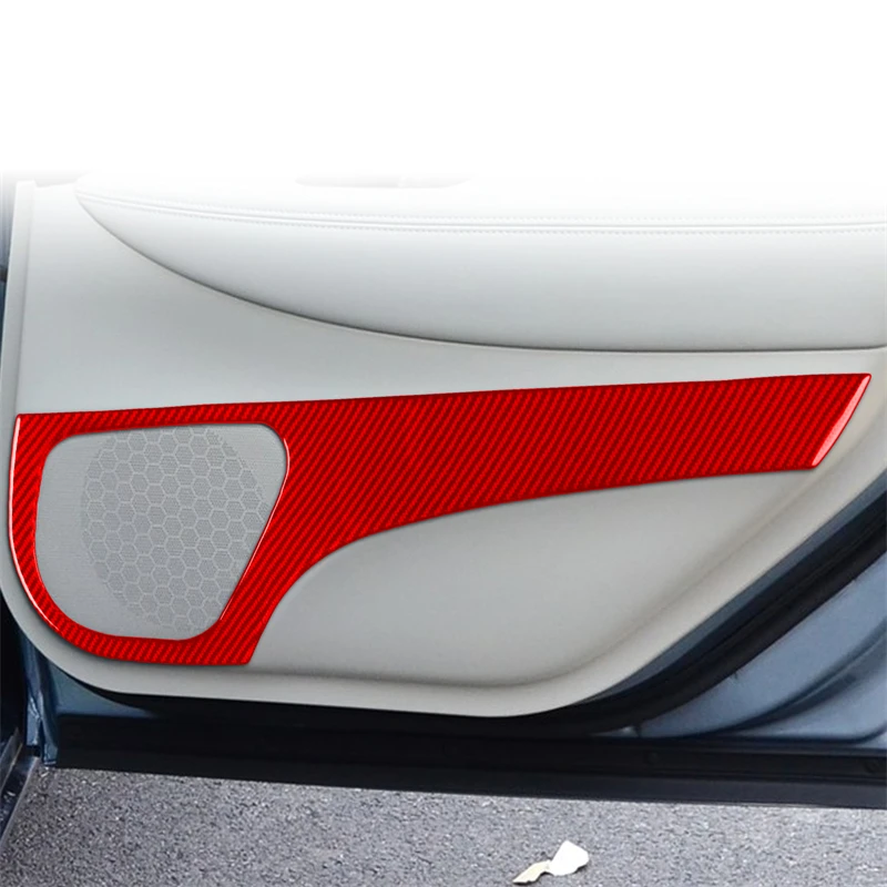 Real Carbon Fiber Car Rear Door Speaker Sticker Horn Frame Cover Trim Interior Decorative Accessories For Infiniti Q50 2014-2020