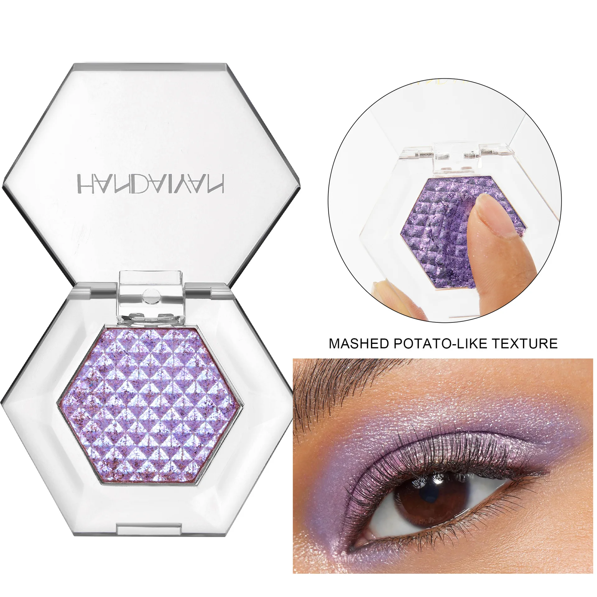 5-color hexagonal shimmer eyeshadow, long-lasting and easy to apply, multi-purpose high-gloss blush