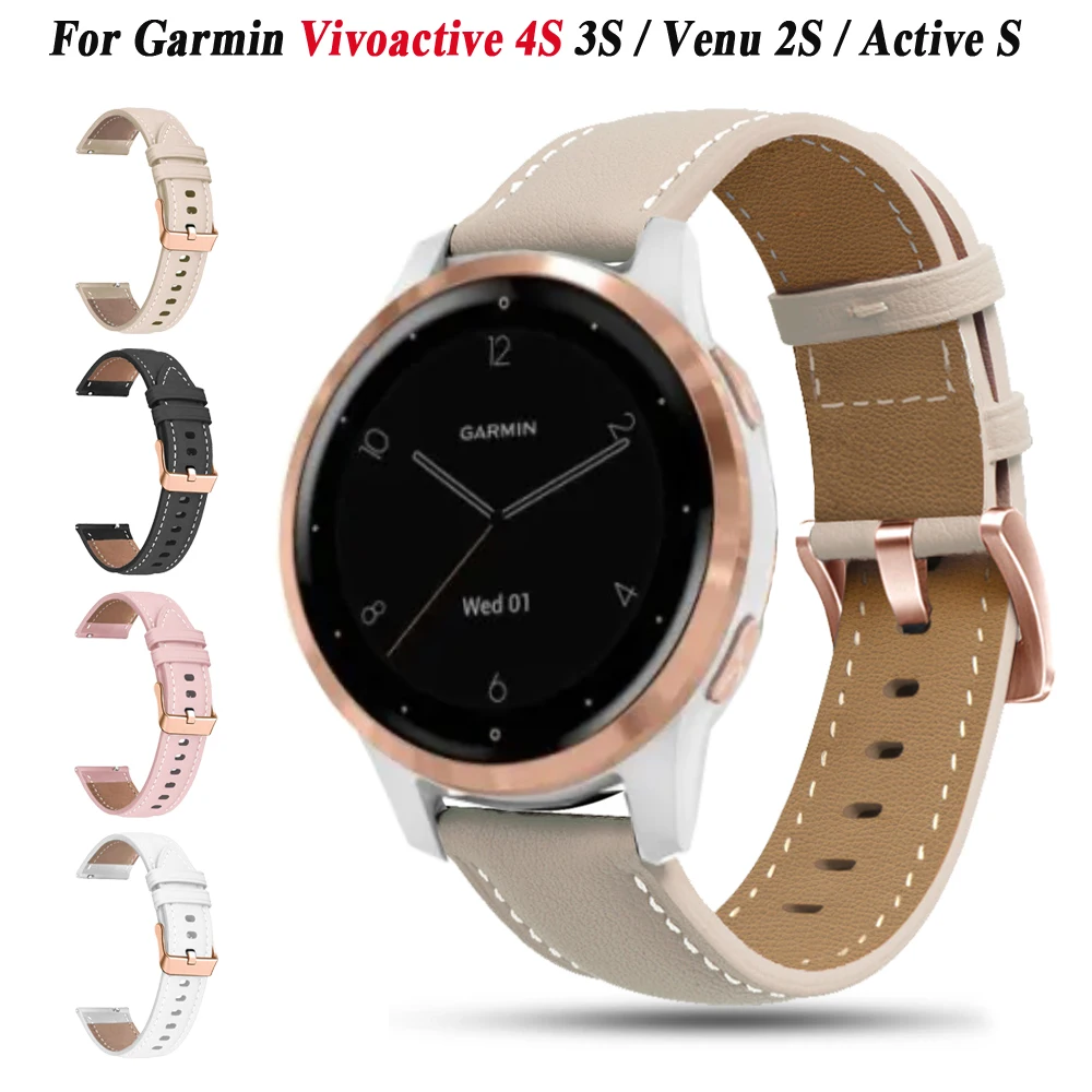 ساعة ذكية جلدية ، Vivoactive 4S ، 3S ، 18 ، Garmin Venu 2S ، 3S ، Rey wuwa GT 4 ، 41 حزام معصم ، سوار بإبزيم