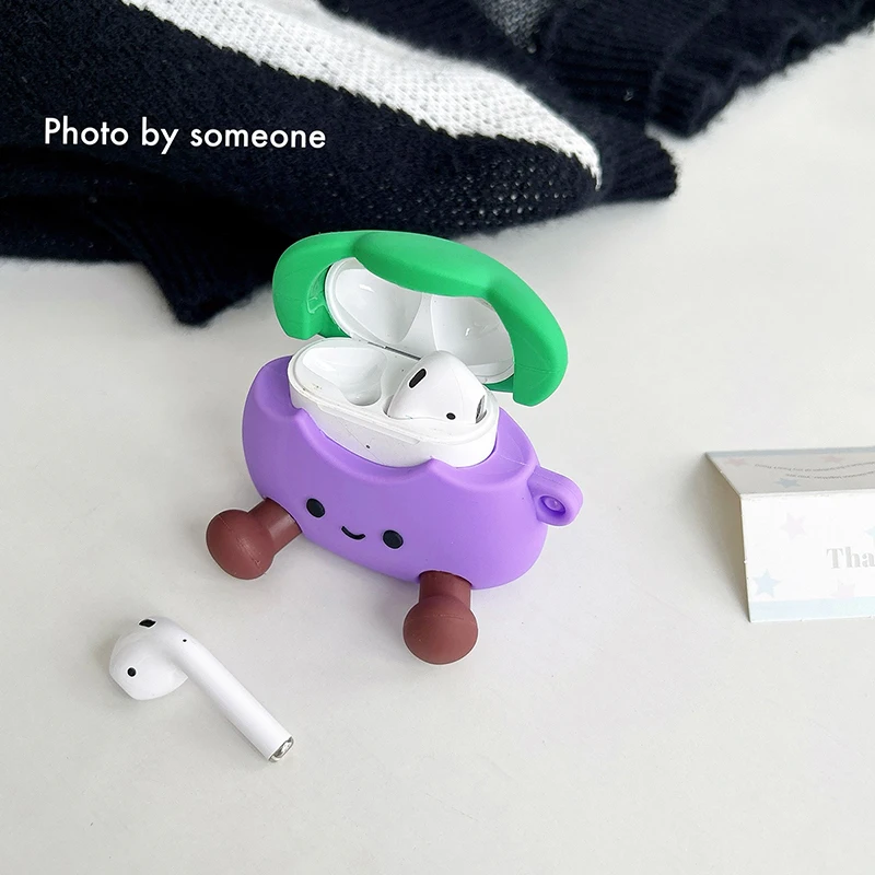 Eggplant Can Be Used As A Stand Cartoon Case for Apple AirPods 2 3 4 Cover for AirPods Pro 2nd for Air Pods 3rd Protective Shell