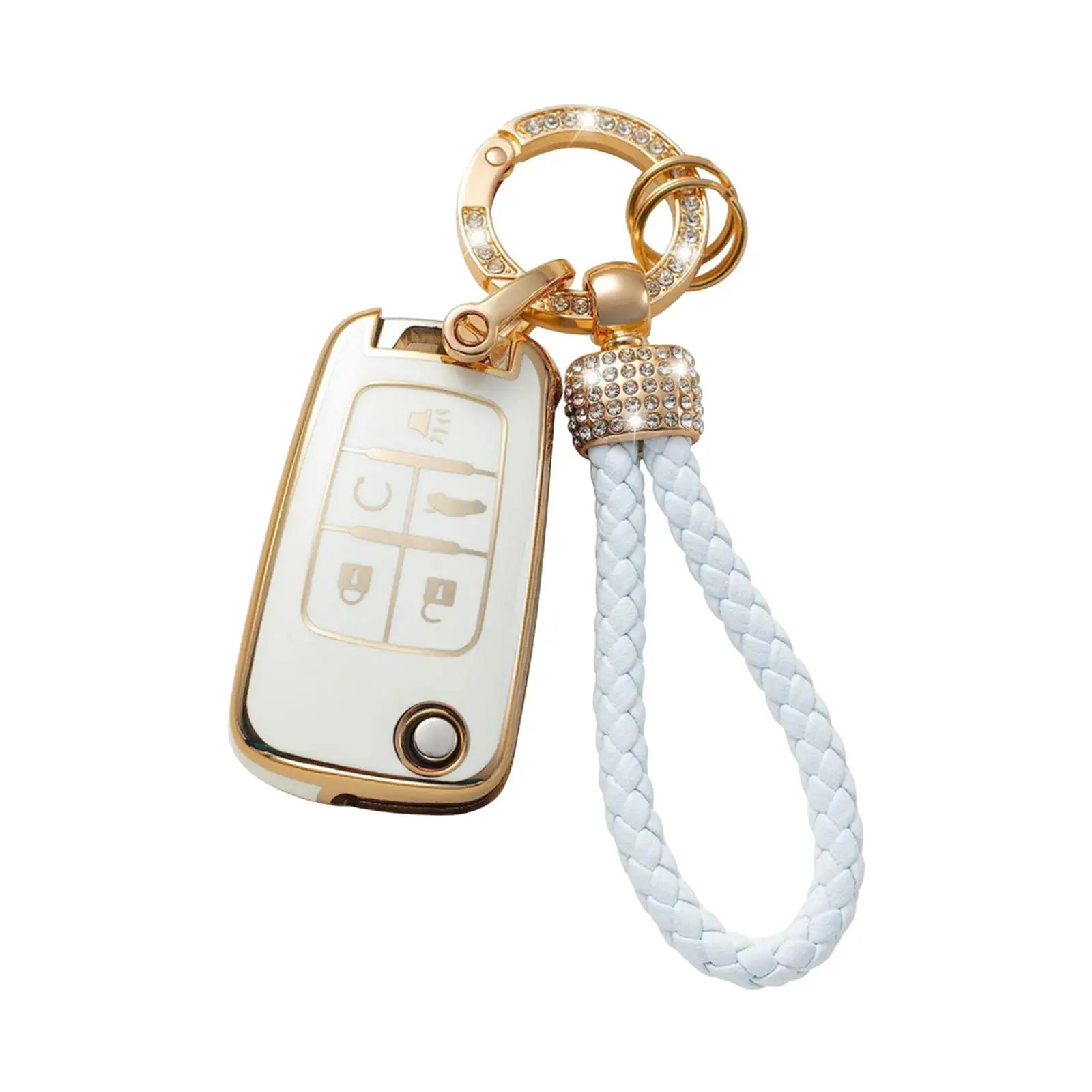 Auto Accessory Remote Key Protector TPU Cover with Strap for Chevrolet 5 Button Vehicles